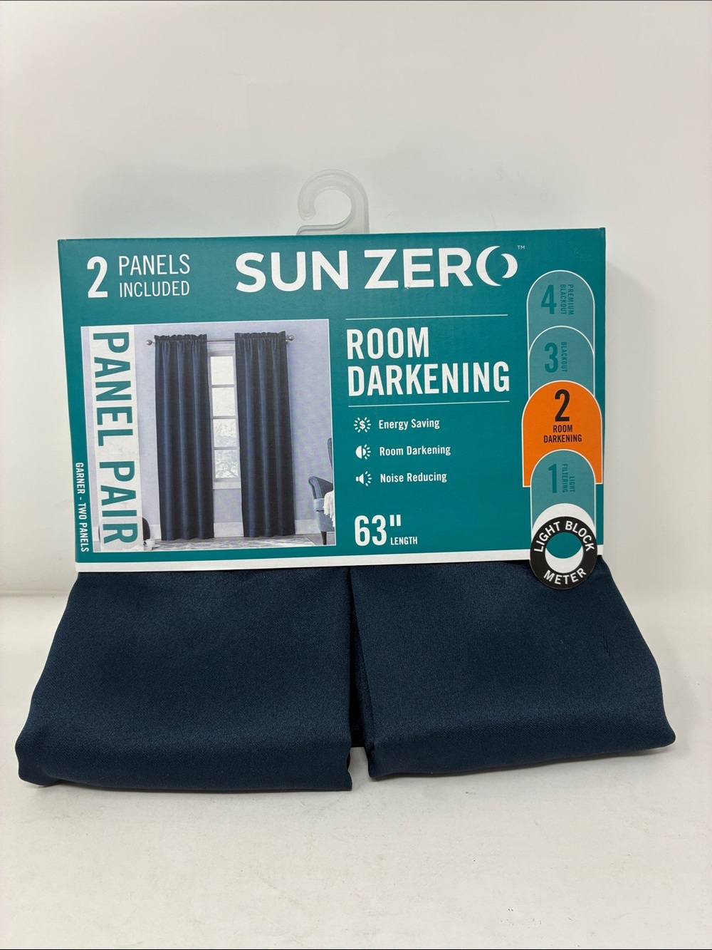 Sun Zero Room Darkening Curtain Panel Pair - Navy